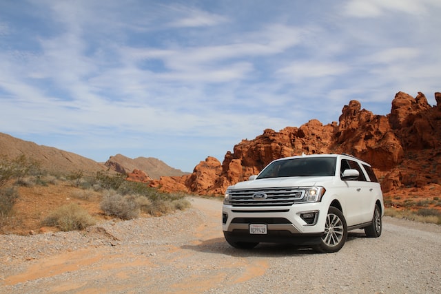 parked white ford